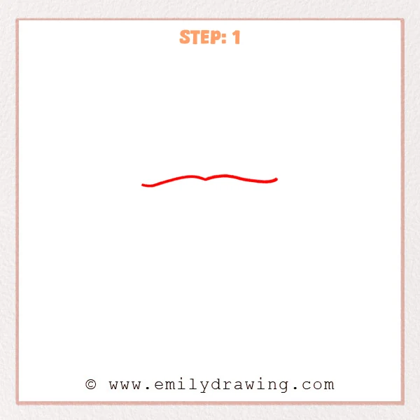 how to draw an anime mouth - Step 1: A wavy upper lip line begins an anime mouth step by step drawing.